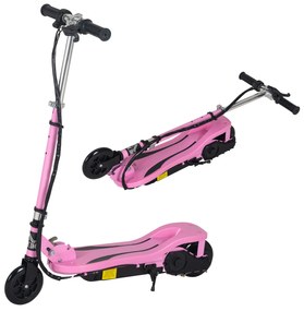 HOMCOM Scuter Electric Pliabil pentru Copii de 7-14 Ani Máx. 50 kg Scooter cu Viteză Max. 12 km/h Înălțime Ajustabilă Buton Pornire și Frâne 75x36x82-93 cm Roz | Aosom Romania