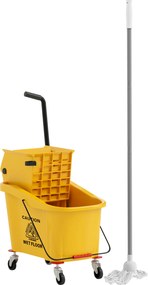 HOMCOM Cărucior de Curățenie Profesional de 36L cu Găleată pentru Mop, Storcător și Mâner, 55x37x65 cm, Galben | Aosom Romania