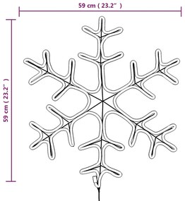 Figurina Fulg de Zapada de Craciun LED 2 buc. alb cald 59x59 cm 2, 59 x 59 cm