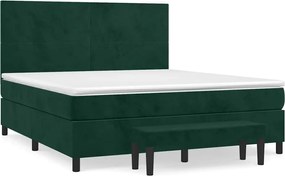 vidaXL Pat box spring cu saltea, verde închis, 160x200 cm, catifea