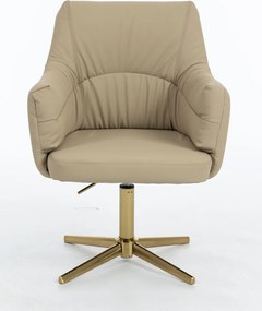 HR840CROSS Scaun Crem Piele Ecologica Premium Soft cu Bază Aurie