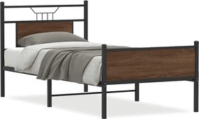 vidaXL Cadru pat fără saltea, stejar maro 75x190 cm lemn prelucrat