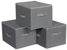 Set de 3 cutii de depozitare cu fermoar CURAN, gri