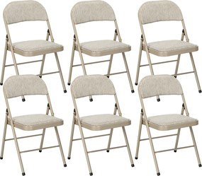 HOMCOM Set de 6 Scaune Pliabile din Metal, Scaune Pliabile din Interior cu Șezut Tapițat din Piele PU și Spătar Deschis | Aosom Romania