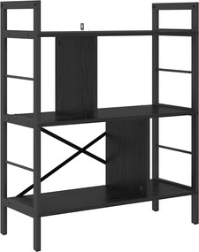 vidaXL Raft pentru cărți Stejar Negru 75 x 30 x 91 cm Lemn compozit