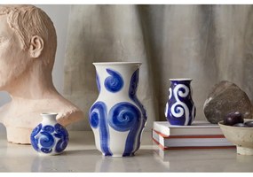 Vază albastră din gresie pictată manual Tulle – Kähler Design