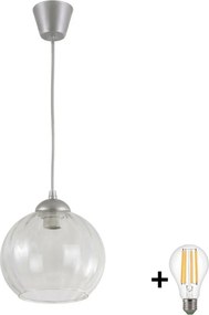 Brilagi - Lustră LED suspendată pe cablu RETRO GLASS 1xE27/60W/230V Ø 25 cm argintiu/transparent