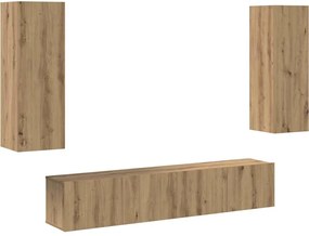 vidaXL Set comodă TV Pe perete 4 pcs Stejar Artizanal Lemn compozit