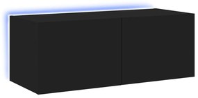837283 vidaXL Comodă TV de perete cu lumini LED, negru, 80x35x31 cm
