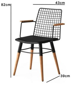 Set de scaune de sufragerie Trend Black andWalnut, 2 buc.