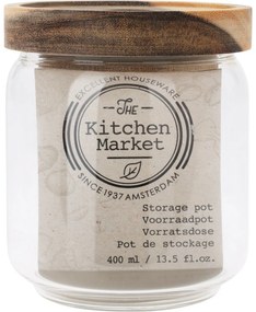 Borcan de sticlă cu capac din lemn de salcâm 400 ml, 0,4 l