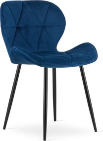 Scaun de masa MANGO VELVET cu picioare negre, albastru