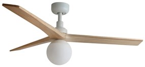 Ventilator de tavan FARO 34280-11L KLIM M 1xE27/15W/230V lemn/alb + telecomandă