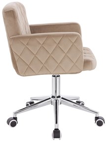 HR802K Scaun Latte din Catifea cu Bază Cromata