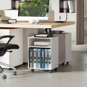 HOMCOM Dulap pentru Imprimantă cu Roți și 2 Rafturi 40x35x55.5 cm, Alb | Aosom Romania