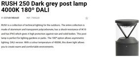 Mini Stalp LED iluminat exterior simetric 180º IP65 RUSH 25cm 4000K DALI