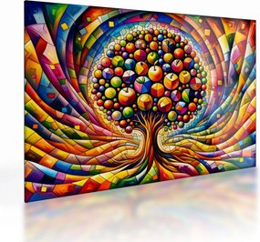 Tablou pe sticlă – Arbore colorat cu mere (70x50 cm)