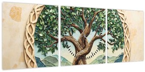 Tablou – Arborele vieții împletit (cu ceas) (90x30 cm)