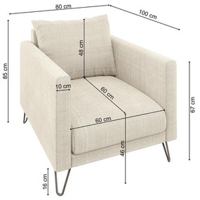 Fotoliu crem cu tapițerie din chenille Freya – Ropez
