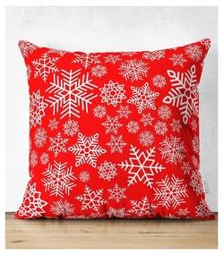 Set 4 fețe de pernă și un napron de masă cu model de Crăciun Minimalist Cushion Covers Red Snowflake