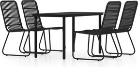 vidaXL Set de servit masa pentru grădină, 5 piese, negru