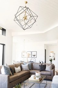 Lustra suspendata LUX design geometric ROUNDOUT alama antichizata, cu 12 surse de lumina