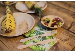 Set 8 tăvi unică folosință din frunză de palmier Esschert Design, ⌀ 17 cm