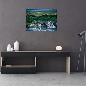 Tablou pe sticlă cu cascade în natură (70x50 cm)