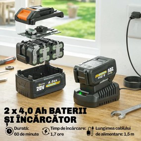 Outsunny Trimmer cu Acumulator 2-în-1, Tăietor de Iarbă 18V cu 2 Baterii de 4Ah, Încărcător, Tija Telescopică, Cap Înclinat, Mâner Reglabil, Tăiere 25cm, 8000 RPM, Ușor pentru Gazon și Grădină | Aosom Romania