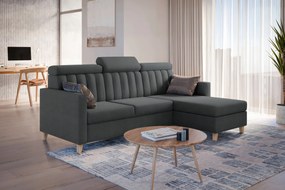 Colțar Vario cu funcție de dormit universal, stânga/dreapta - velur gri Jasmine 96