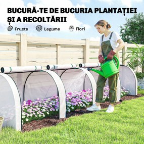 Outsunny Seră de Grădină, 4 Uși Rulabile, Oțel și Plastic, 395 x 100 x 80 cm, Alb | Aosom Romania