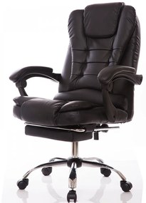 Scaun directorial, piele ecologică, suport picioare, reglabil, SIB 2270, Negru,