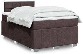 vidaXL Pat box spring cu saltea, maro închis, 120x190 cm, textil