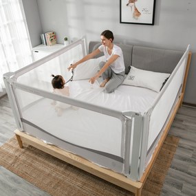 Protecție laterală pat Monkey Mum® Premium - 180 cm - gri deschis