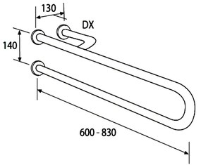 Bara suport ajutatoare cu sprijin pe dreapta, 60 cm, alb, Thermomat Sprijin pe dreapta, 600 mm