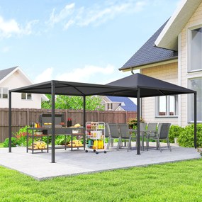 Outsunny Pavilion de Grădină Extensibil Până cu 2 Roți cu Frână, 560x295x275 cm, Gri Închis | Aosom Romania