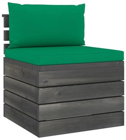 Set mobilier gradina paleti cu perne, 5 piese, lemn masiv pin Verde, 5