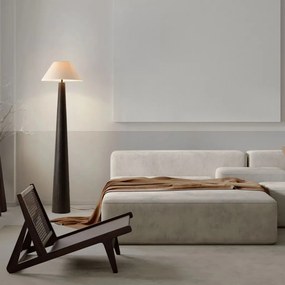 Lampa de podea din furnir maro si tesatura boucle MOKU