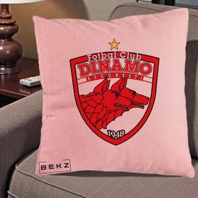 Perna Personalizata FC Dinamo Bucuresti 1948 Fotbal, 40x40 cm, Roz, Husa Detasabila, Perna Inclusa, BEKZ®