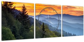 Tablou - răsărit de soare (cu ceas) (90x30 cm)