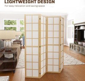 HOMCOM Paravan cu 4 Panouri Pliabile, Separator de Camere Autoportant, Ecran de Intimitate Interior pentru Sufragerie, Dormitor, 160 x 170cm | Aosom Romania