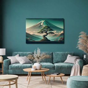 Tablou bonsai și munte în stil japonez