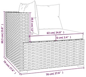 Set mobilier de gradina cu perne, 10 piese, negru, poliratan negru si crem, 4x colt + 5x mijloc + masa, 1