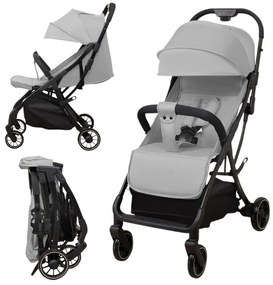 Carucior sport compact cu pliere automata recomandat de la nastere pana la 22 kg Artis Grey, 7 kg