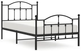 353451 vidaXL Cadru pat metalic cu tăblii de cap/picioare, negru, 100x190 cm
