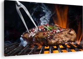 Tablou cu steac pe grill (90x60 cm)