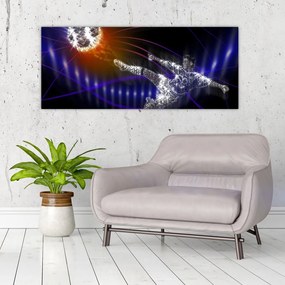 Tablou - Fotbaliști în săritură (120x50 cm)