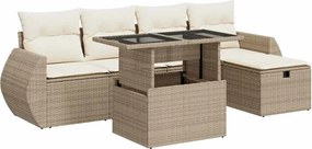 vidaXL Set canapele de grădină cu perne, 6 piese, bej, poliratan