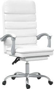 vidaXL Fotoliu de birou rabatabil cu masaj, alb, piele ecologică