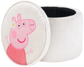 Puf de copii alb cu tapițerie din catifea Peppa Pig – Roba